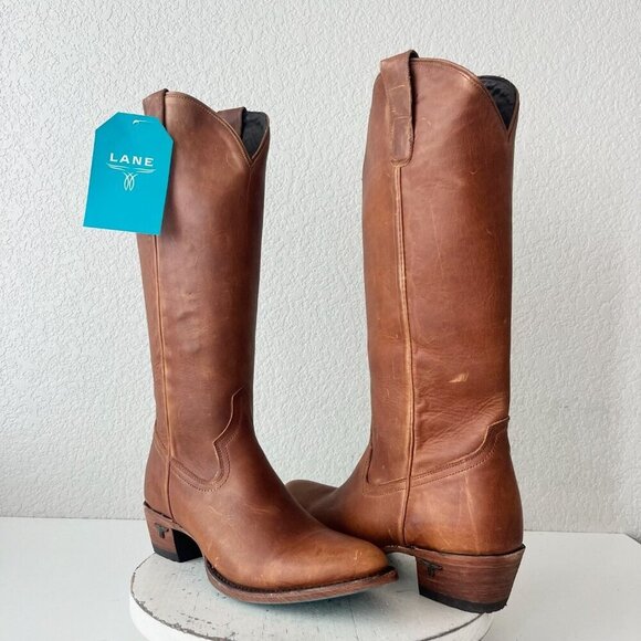 Lane PLAIN JANE Womens Cowboy Boots 11 Brown Leather Western Cowgirl Mid Calf - Picture 13 of 13